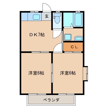 ミナミハラハイツ　Aの物件間取画像